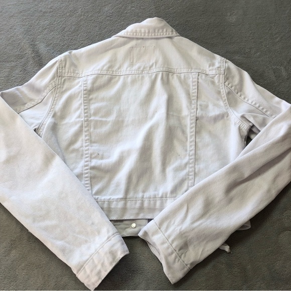 Guess White Crop Denim Jacket Lace Up Accents - Picture 4 of 13